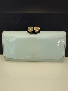Ted Baker Matinee Wallet Womens OS Mint Green Good Patent Heart Bobble Clasp